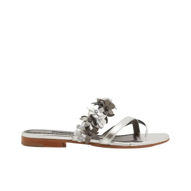 MANOLO BLAHNIK Flip Flops Women's Silver-1