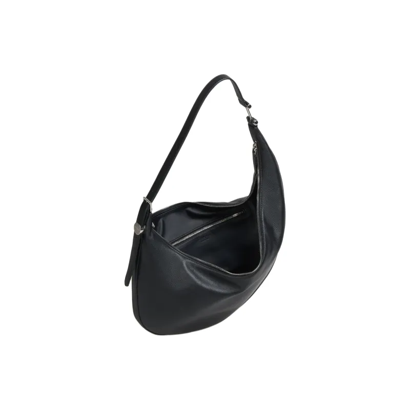 MARNI Calfskin Hobo Bag, Crossbody Bag, Shoulder Bag Trumpets Women's Black-4
