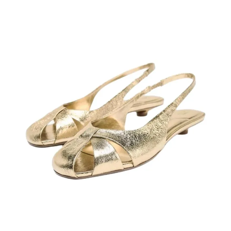 ZARA High Heels 4cm Women's Gold-2