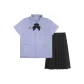 Shirt+Black Crisscross Bow Tie+Black Midi Dress
