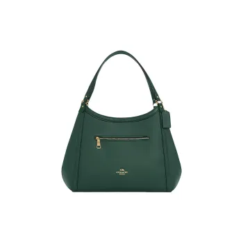 COACH Kristy Pebbled Leather Handbag Shoulder Bag Large Size Women's Dark Green