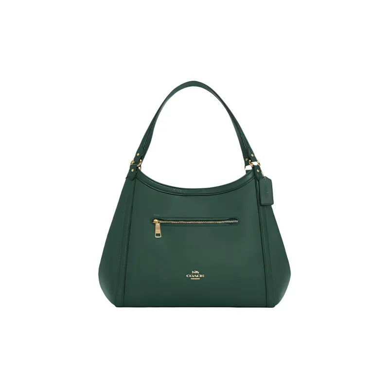 COACH Kristy Pebbled Leather Handbag Shoulder Bag Large Size Women's Dark Green-0