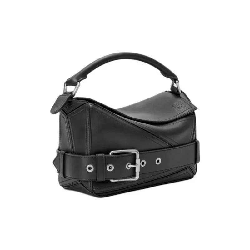 LOEWE Puzzle Bright Calfskin Shoulder Bag, Crossbody Bag, Handbag Trumpets Women's Black-3