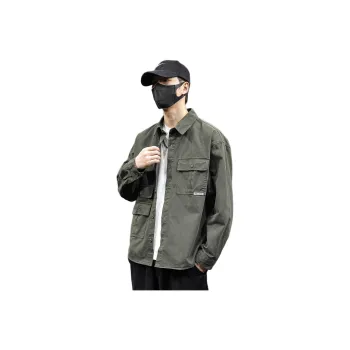 Tonlion Denim Jackets Men Army Green
