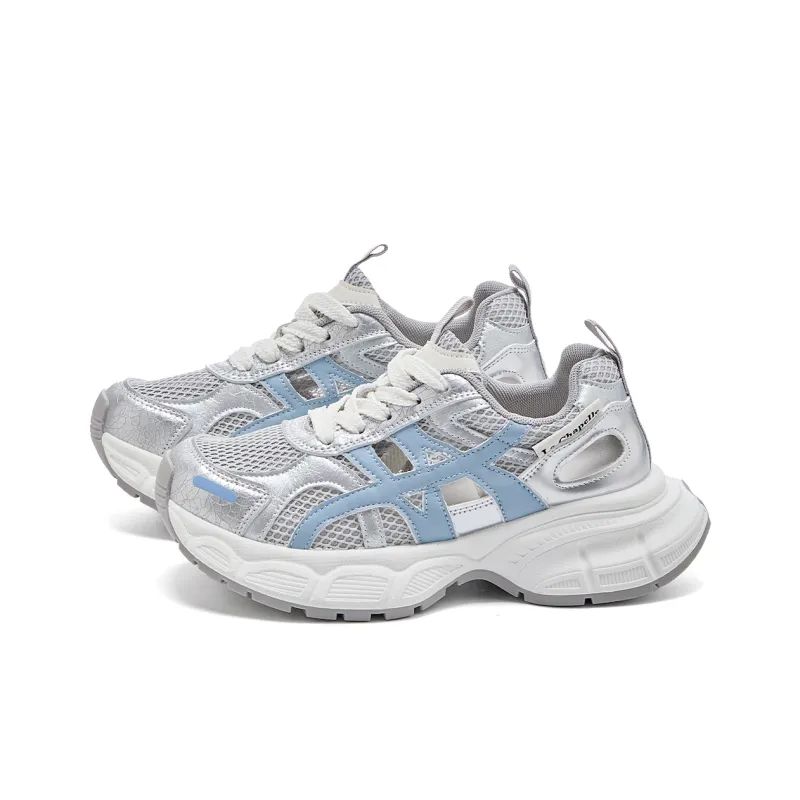 La Chapelle Abrasion Resistant Low Top Chunky Sneakers Women's Blue-1