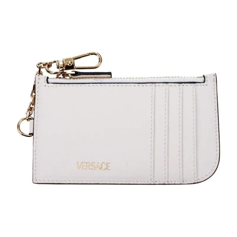 VERSACE Leather Coin Purse Women's White-1
