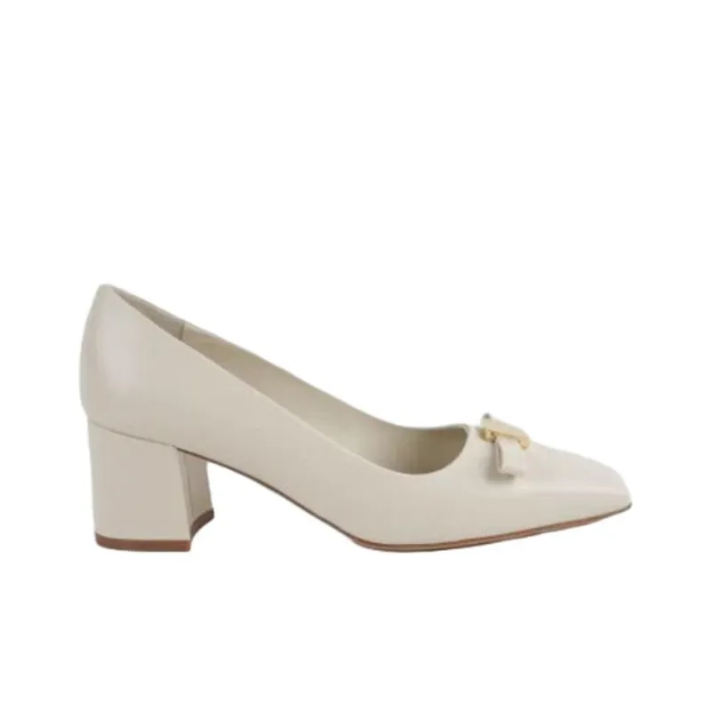 FERRAGAMO Chunky Heel High Heels Women's White-1