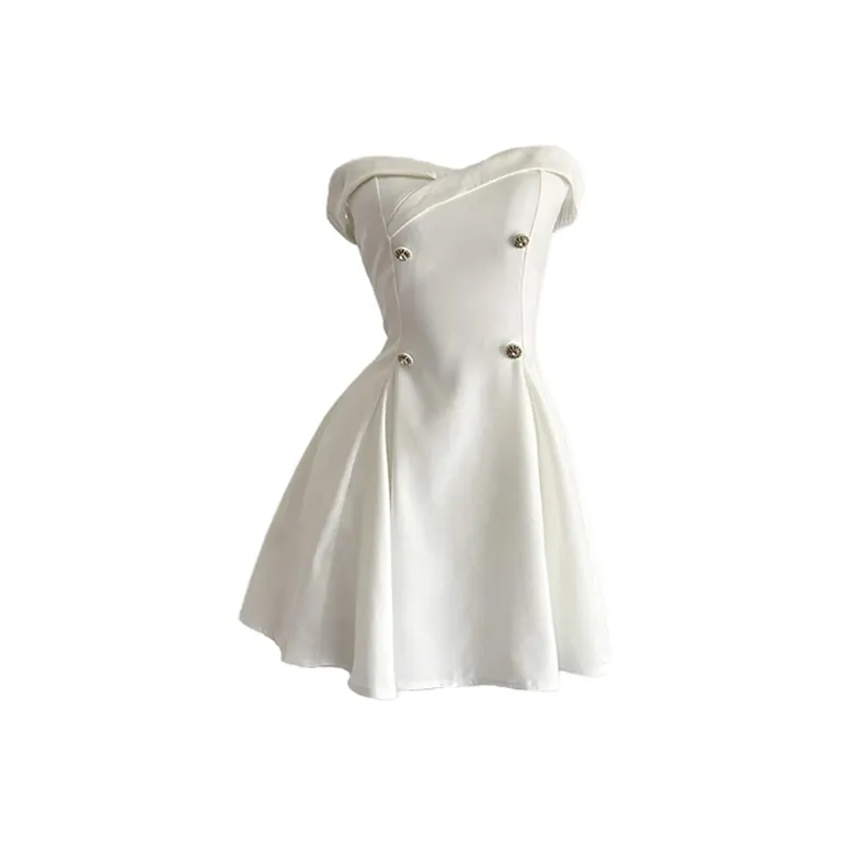 AHDO Sleeveless Dresses Women's White-0