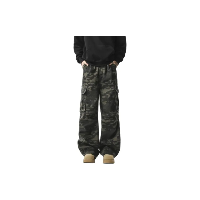 FOMOCE Casual Pants Unisex Army Green Camouflage-0