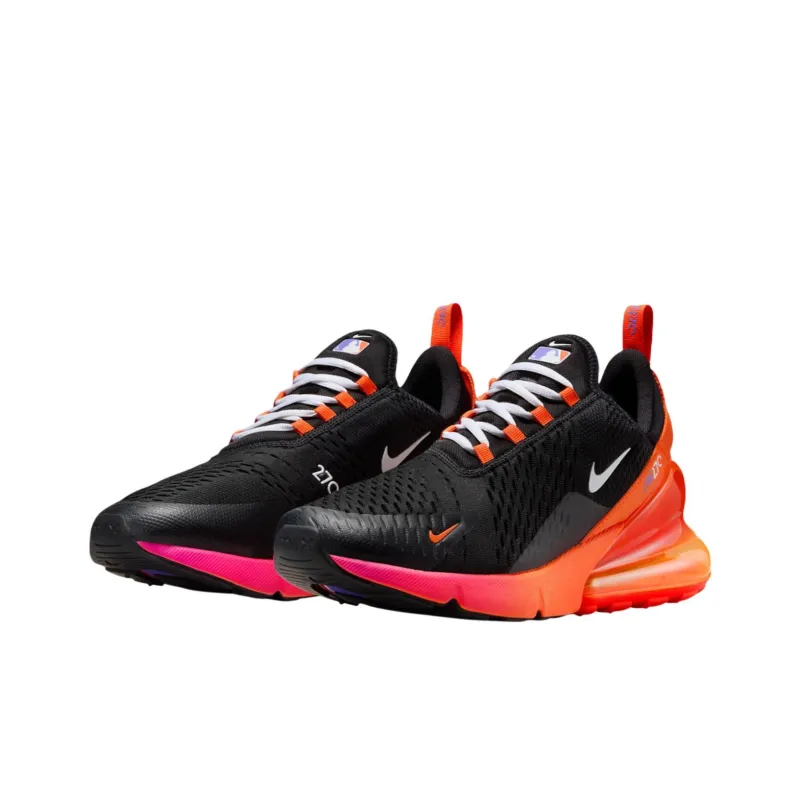 Nike Air Max 270 Anti Slip Wear Resistant Low Top Running Shoes Unisex Black Orange-2