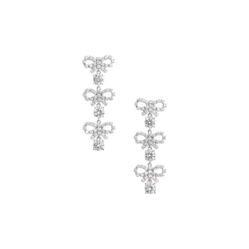 Self portrait Silver Plated, Brass, Crystal Earrings Women's Silver