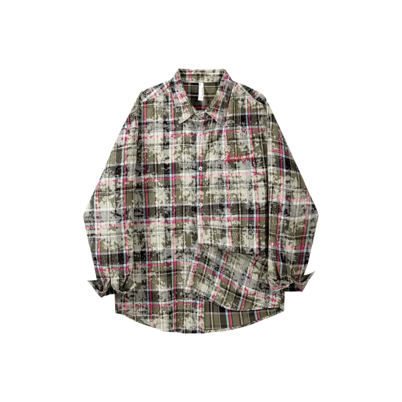 GDRX Shirt Unisex Blue White Plaid Tie-Dye-3