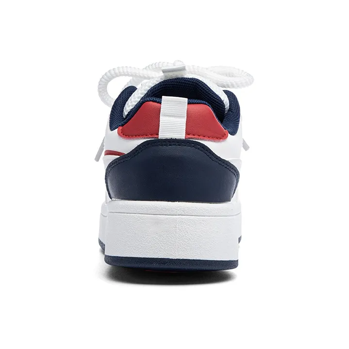 Warrior Cushioning, Abrasion Resistant, Height Increasing Low Top Skateboard Shoes Unisex White Dark Blue Red-4