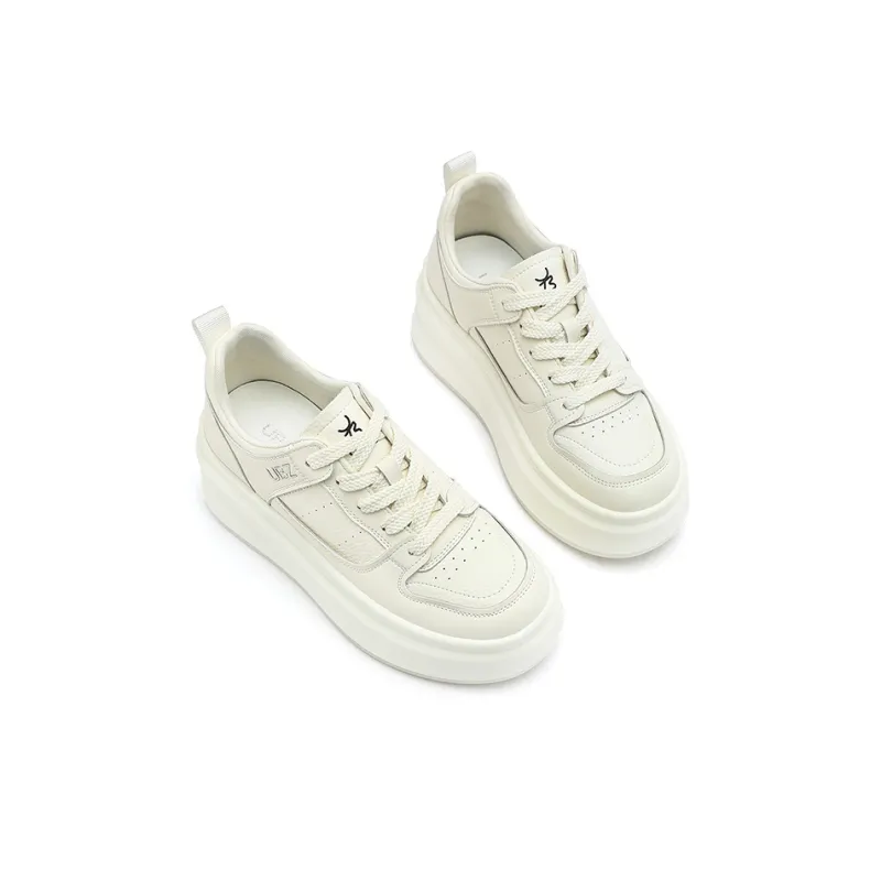 UBZ Anti Slip Wear Resistant Low Top Skateboard Shoes Women's Ivory White-2