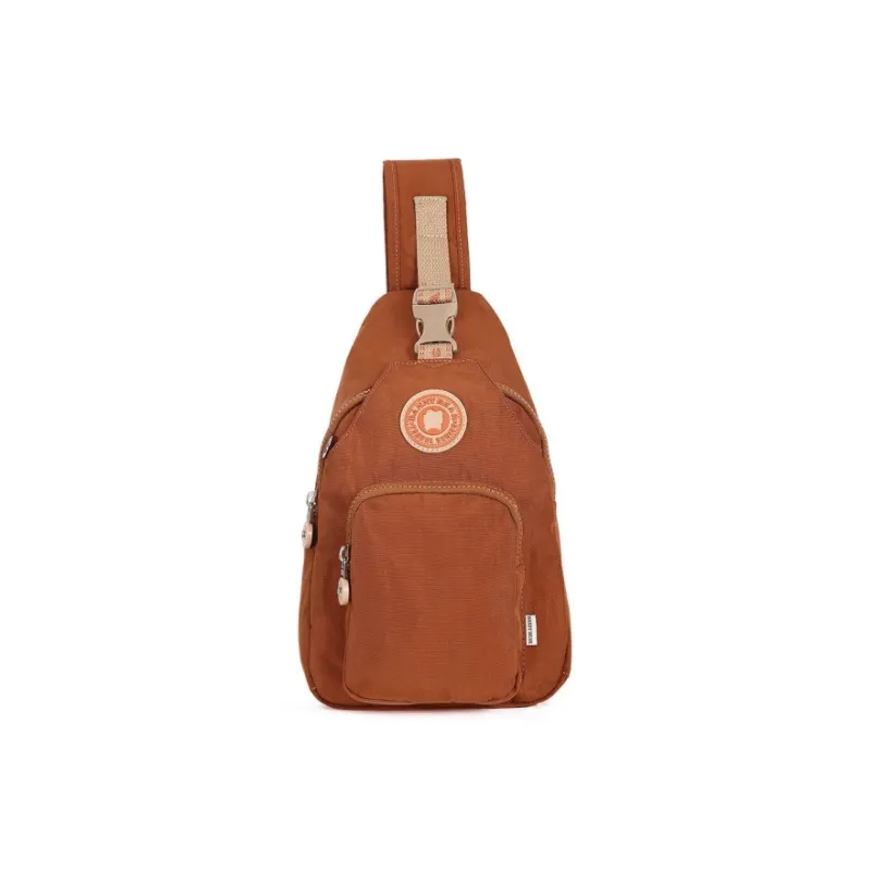 Dannybear Fabric Crossbody Bag Sling Bag Unisex Amber Tea Brown/Moonlight Silver Gray-0