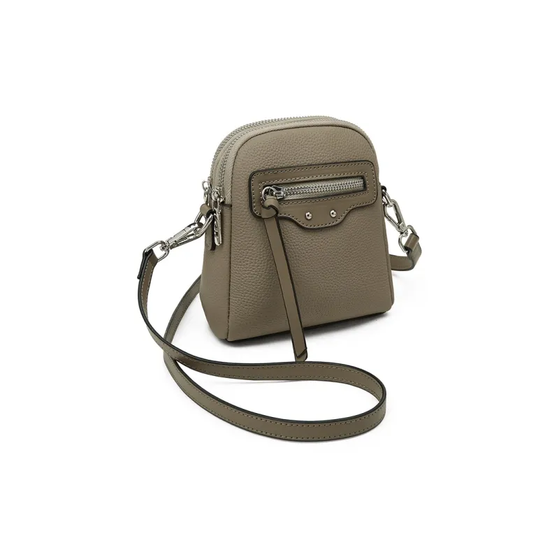 Old Man's Head Cow Leather Shoulder Bag, Crossbody Bag Women's Ecru/Black/Gray-18