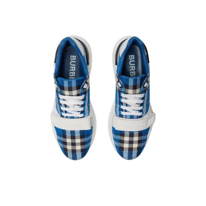 Burberry Check Low Top Casual Shoes Men's Blue-3