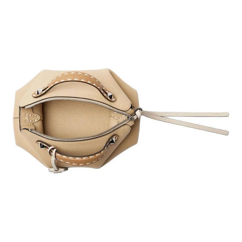 FENDI By The Way Series Leather Handbag Medium Size Women's Beige-5