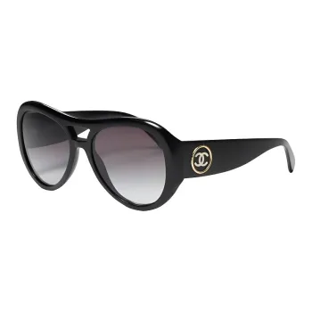 CHANEL Acetate Aviator Sunglasses Women's Black
