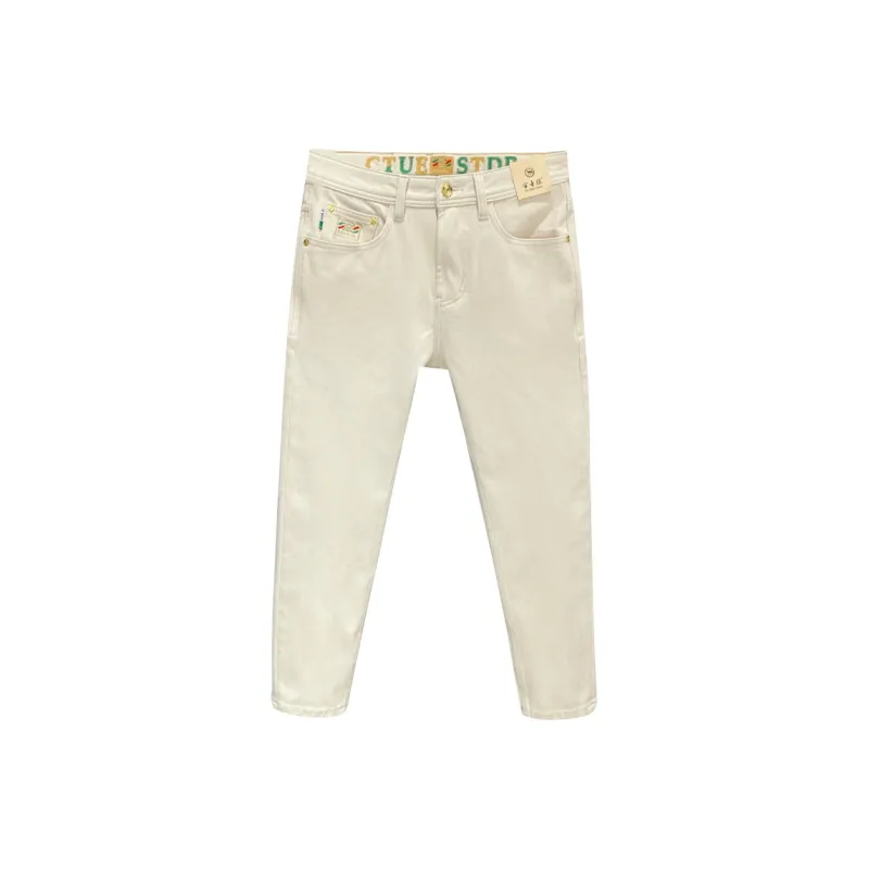GUSHILANG Jeans Men Milk Khaki-0