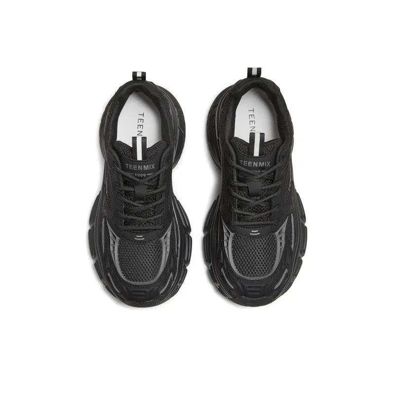Teenmix Wings Of Light 2.0 Cushioning Height Increase Low Top Chunky Sneakers Women's Black Gray-2