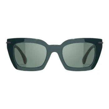 CHANEL Acetate Square Sunglasses Unisex Green