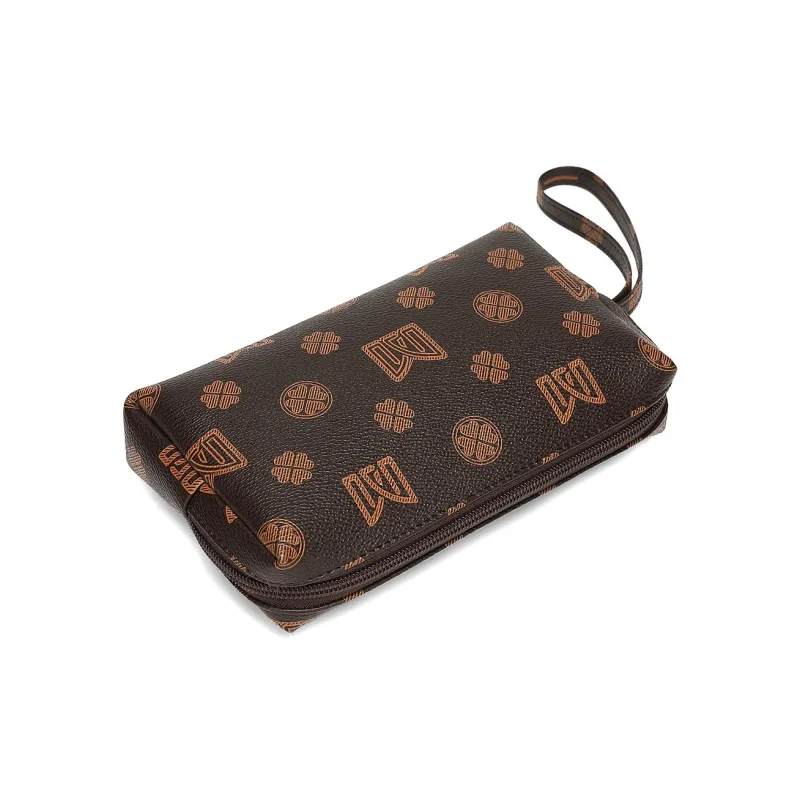 MEXICAN Polyvinyl Chloride Leather Clutch Women's Dark Brown-4