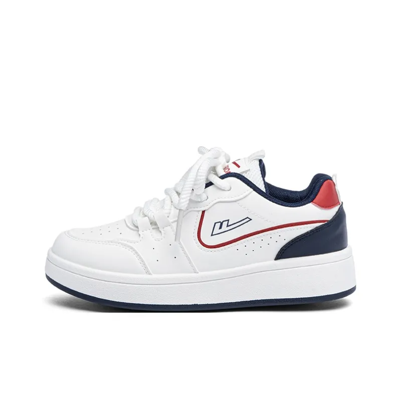 Warrior Cushioning, Abrasion Resistant, Height Increasing Low Top Skateboard Shoes Unisex White Dark Blue Red-0