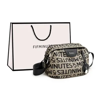 15 MINS Fabric Fanny Pack, Sling Bag, Shoulder Bag, Crossbody Bag Medium Size Women's Midnight Black