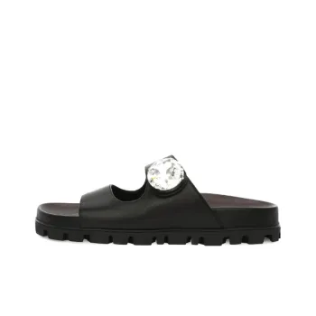 MIU MIU Slip Resistant Slide Slippers Women's Black
