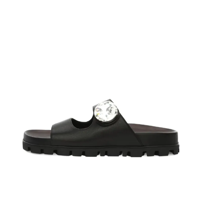 MIU MIU Slip Resistant Slide Slippers Women's Black-0