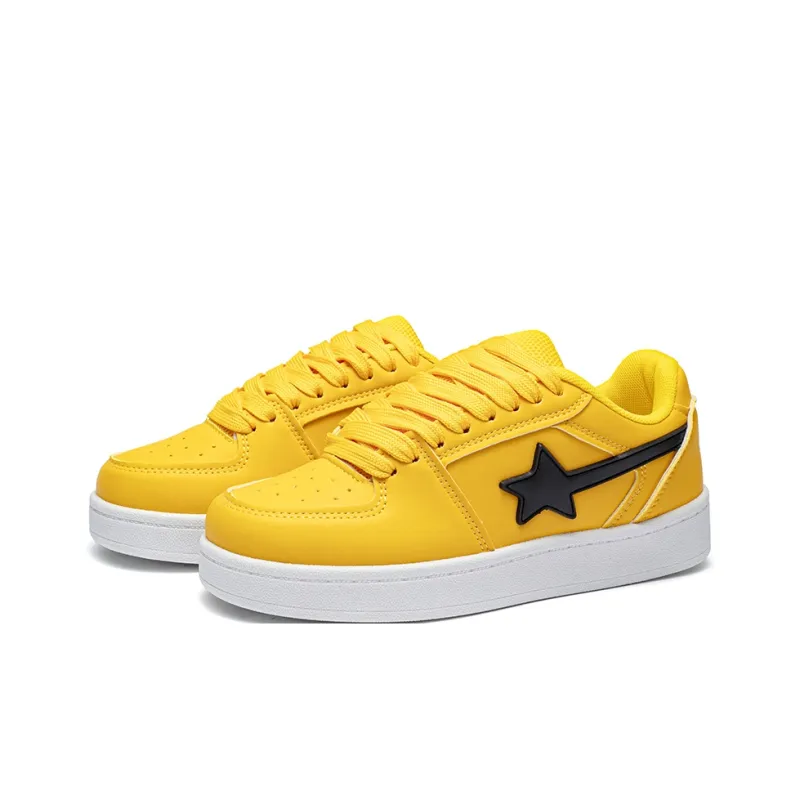 MEXICAN Skateboard Shoes Women's Low Top Yellow Black-2