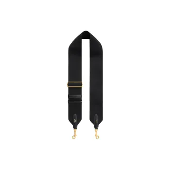 CELINE Wool Cow Leather Patchwork Bag Straps Women's Black