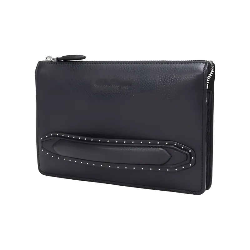 FERRAGAMO Cow Leather Clutch Regular Men's Black-3