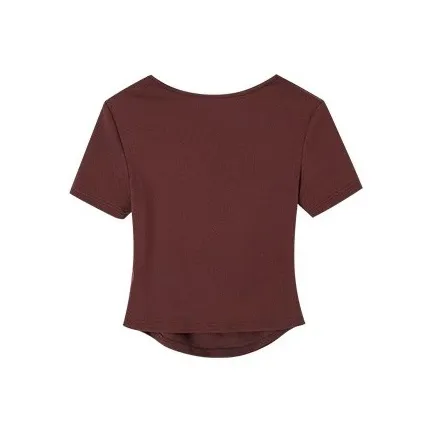 HDFULERN T Shirts Women's Burgundy-1