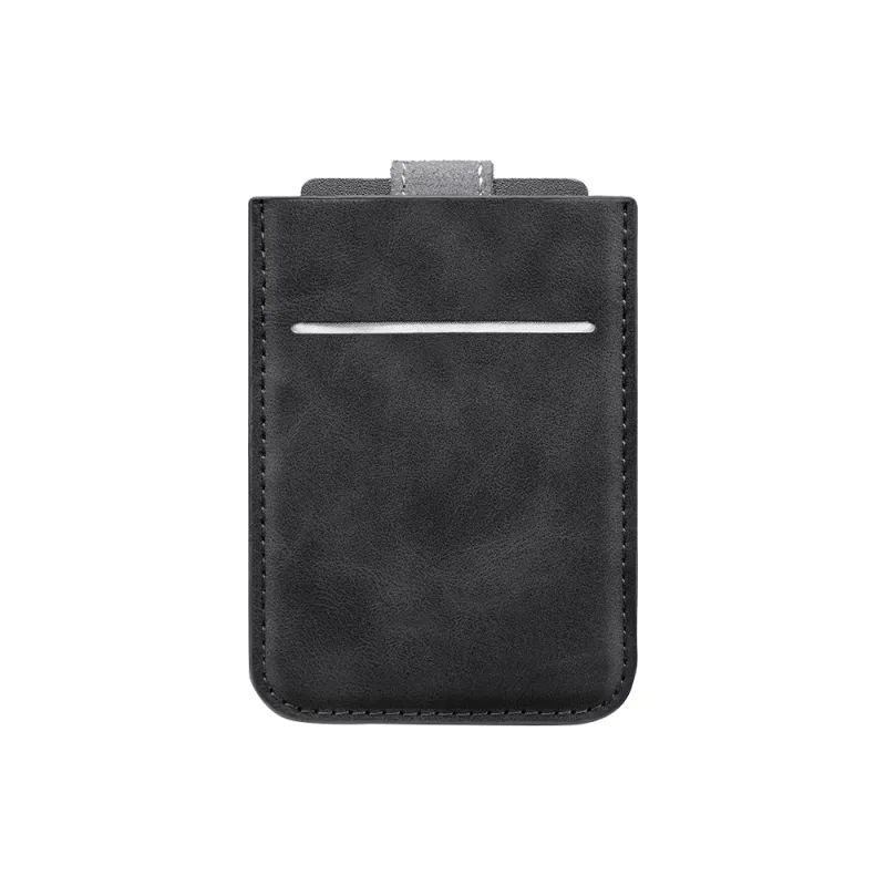 V.NINE Synthetic Leather Card Holder Men's Obsidian Black/Gray Blue/Light Brown-2