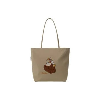 PAYOT Nylon Cartoon Girl Tote Bag, Shoulder Bag Regular Women's Khaki/Ecru