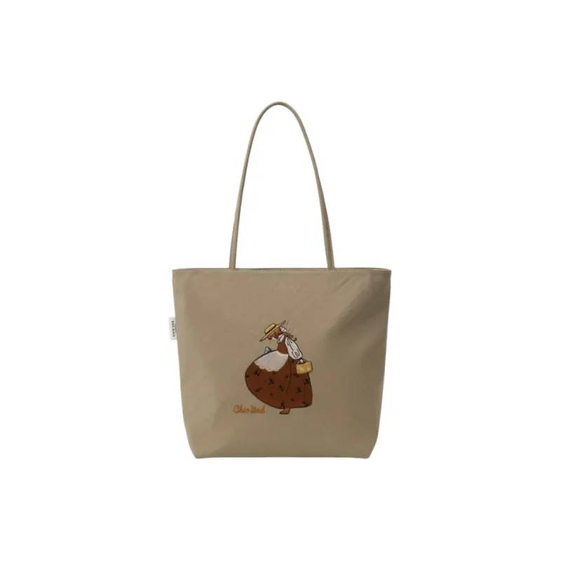 PAYOT Nylon Cartoon Girl Tote Bag, Shoulder Bag Regular Women's Khaki/Ecru-0