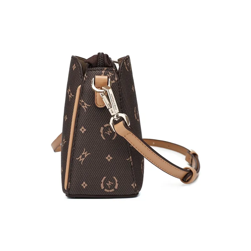MEXICAN PVC Shoulder Bag, Crossbody Bag Women's Dark Brown/Khaki-2