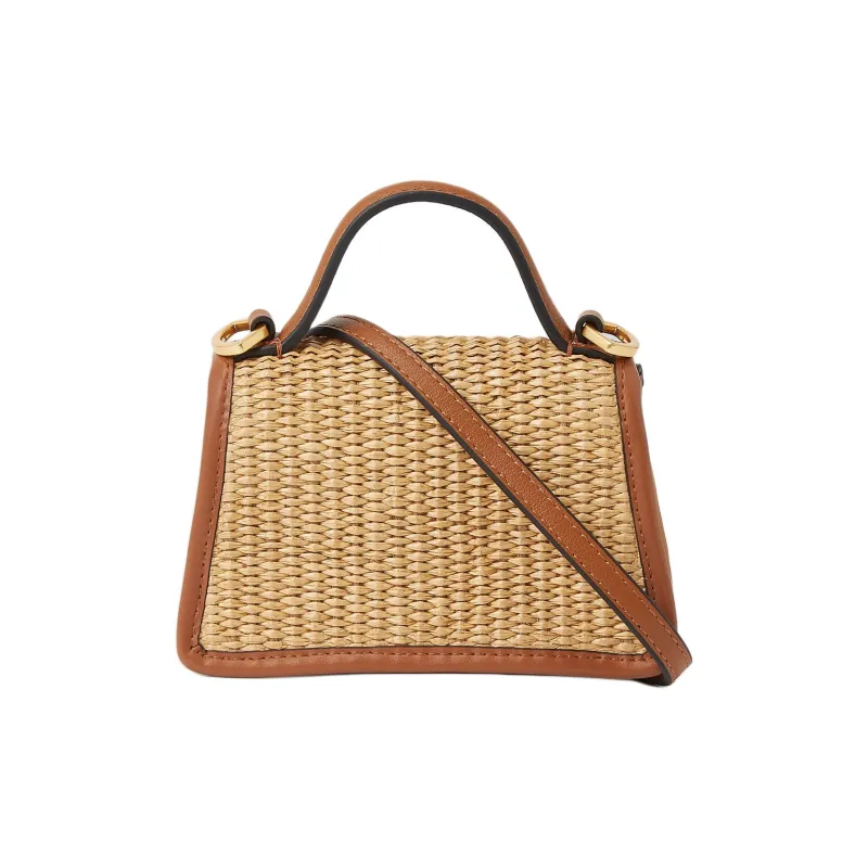 KARL LAGERFELD K/SIGNATURE Cow Leather Shoulder Bag, Crossbody Bag, Handbag Mini Women's Natural & Brown-1