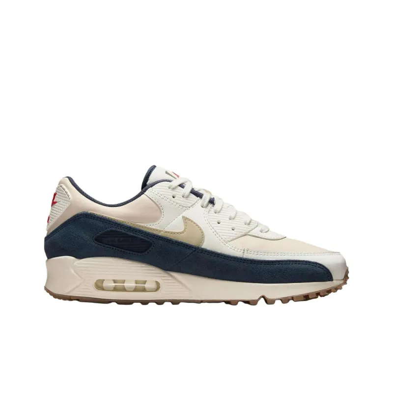 Nike Air Max 90 Anti Slip Wear Resistant Low Top Running Shoes Men's Beige Blue-1