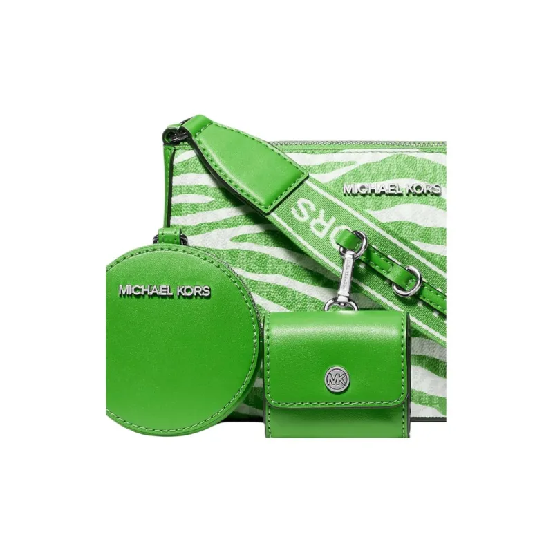 MICHAEL KORS Jet Set Coated Canvas Crossbody Bags Medium Size Women's Forest Green-3