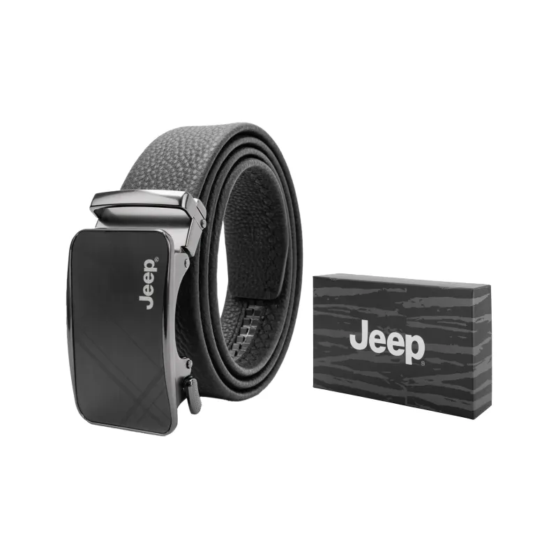 Jeep Cow Leather Belts Men's Black/Litchi Grain Black 3.5CM-7