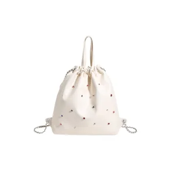 Vack PU Backpack Women's Ecru/Black/Silver