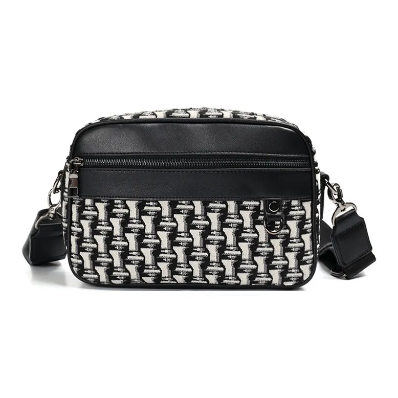 Yalu PU Shoulder Bag Unisex Square/White Fabric-5