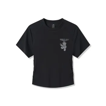 XTEP Fan Chengcheng Personally Designed Collection Drop Shoulder Sleeve T Shirt Women's Jet Black