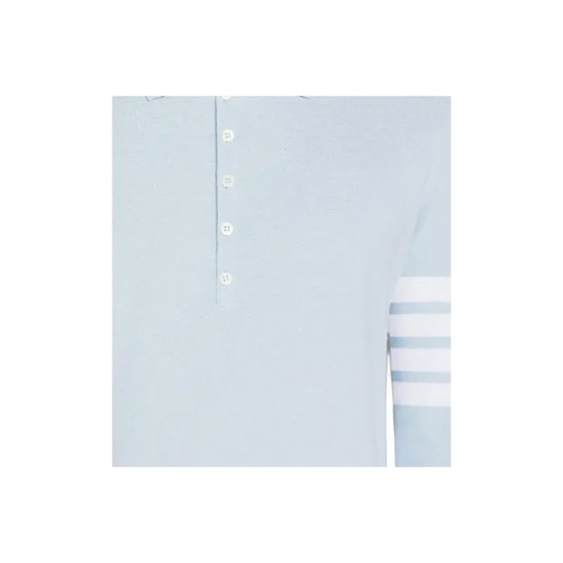 THOM BROWNE Three stripe Long sleeved Polo Shirt-3