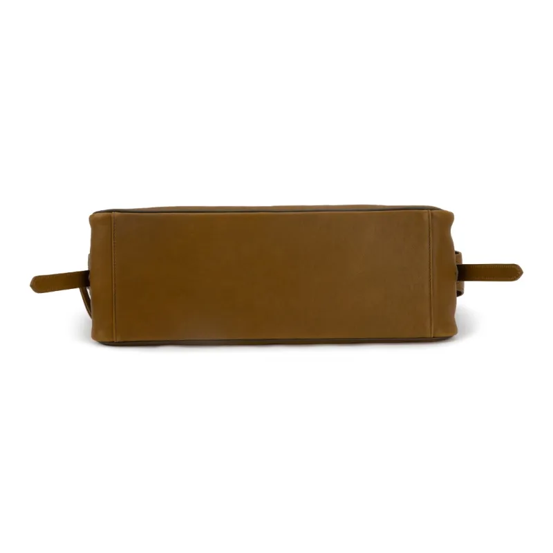 Clos Fog Wax Vegetable Tanned Top Grain Cow Leather Boston Bag, Shoulder Bag Medium Size Women's Apricot/Green-7
