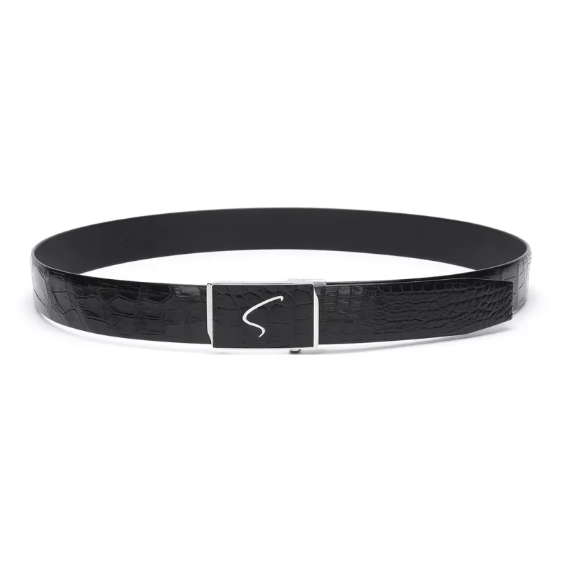 Satchi Cow Leather Belt Men's Black Width 3.7cm-3