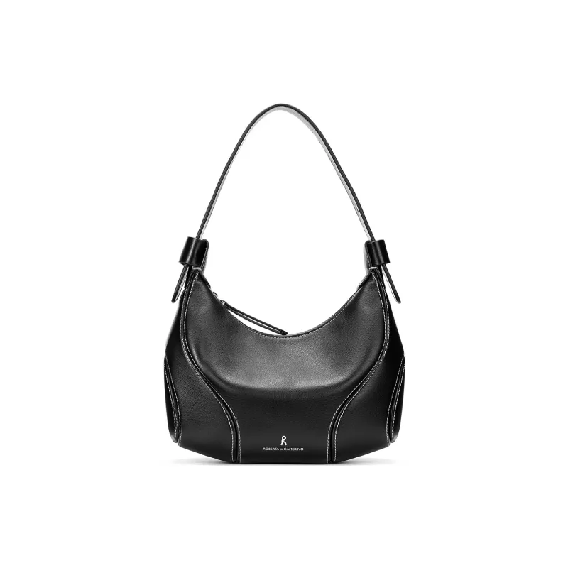 ROBERTA DI CAMERINO Synthetic Leather Underarm Baseball Shoulder Bag Women's Barbie Pink/Classic Black-5